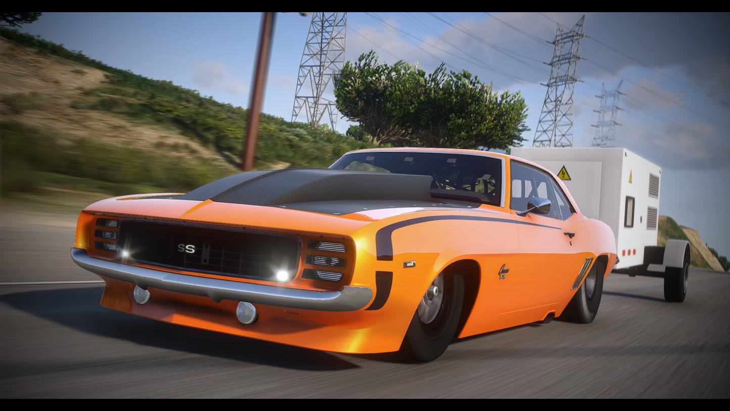 1969 Chevrolet Camaro SS Drag Car "Sick Seconds" + Templated - DEVELOPER Z3D