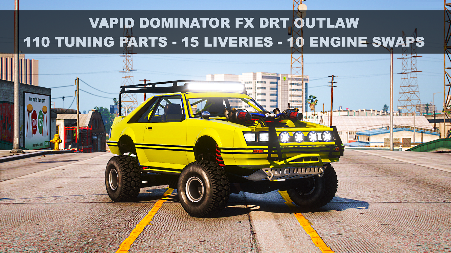 Vapid Dominator FX DRT Outlaw | Addon Sound | 110 Tuning Parts | Liveries | Vanilla Edit